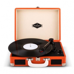 Auna Peggy Sue Koffer Plattenspieler Retro Schallplattenspieler (USB, digitalisieren, mit 2 Lautsprecher, Trage-Griff, Nostalgie-Design) orange - 1