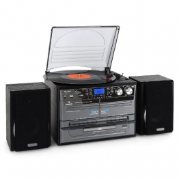 Auna TC-386WE Stereoanlage (MP3/Kassette/CD Plattenspieler, USB) schwarz - 1