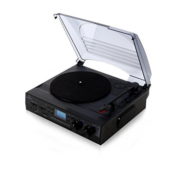 Auna TT-186E Plattenspieler moderne Stereoanlage mit und USB-MP3-Aufnahmefunktion (UKW-Radio, integr. Lautsprecher) schwarz - 4