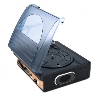 Dual DTTC 100 Schallplatten und Kassetten Player (Direct-Encoding, eingebaute Lautsprecher, Plattenspieler, Kassettendeck, USB, SD-Card, LCD-Display, AUX-IN) mit eingebauten Boxen schwarz - 6