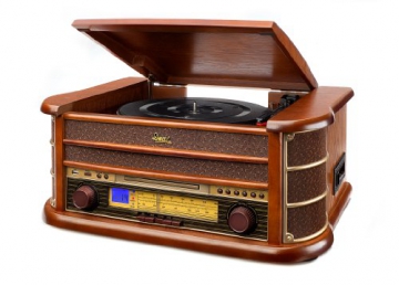 Dual NR 4 Nostalgie Musikanlage mit Plattenspieler (UKW-Tuner, MW-Radio, CD-RW, MP3, USB, Kassette, Aux-In) braun - 1