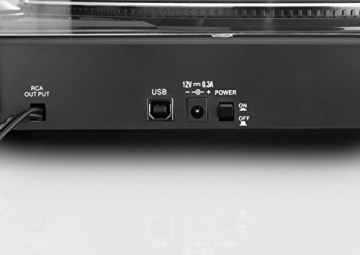 Lenco L-84 Plattenspieler mit USB-Anschluss inkl. Stereo-Vorverstärker für PC (USB-Ausgang, MMC, Riemenantrieb, abnehmbare Staubschutzhaube) schwarz - 4