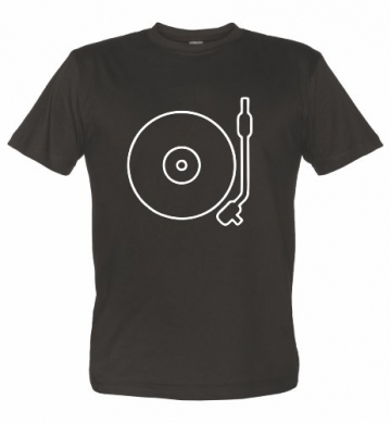 Fun T-Shirt mit lustigem Motiv Schallplatte und Nadel schwarz L - 