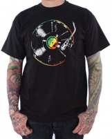 Herren T-shirt Reggae Rasta Turntables Rot Grun Gelb - 1