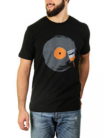 Schalplatten-Nostalgie - Herren T-Shirt von Kater Likoli, Gr. L, Deep Black - 1
