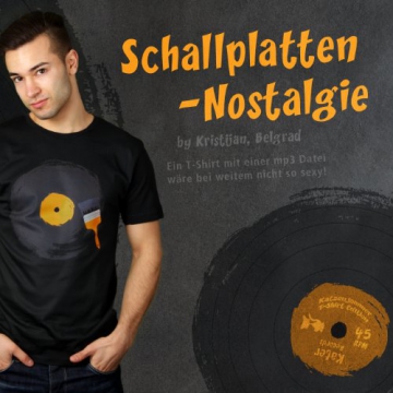 Schalplatten-Nostalgie - Herren T-Shirt von Kater Likoli, Gr. L, Deep Black - 5